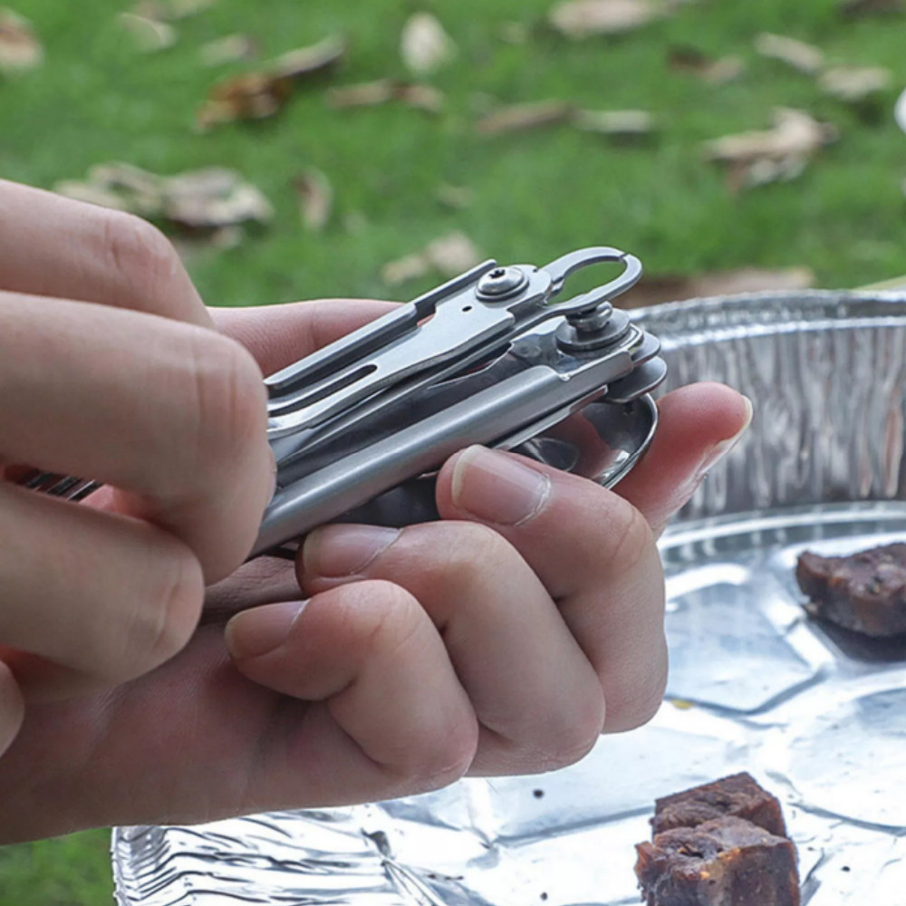 5 in 1 Reusable Spork Spoon Camping Bottle Opener Utensil Camping Silverware