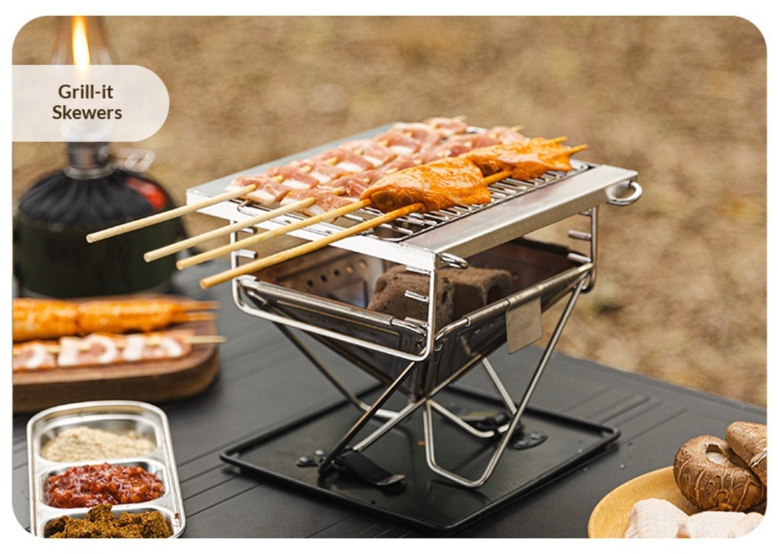 Outdoor folding barbecue grill stainless steel portable multifunctional grill