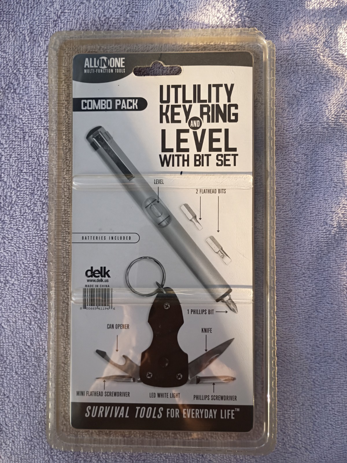 Utility Key Ring And Level With Bit Set Survival Tools Combo Pack