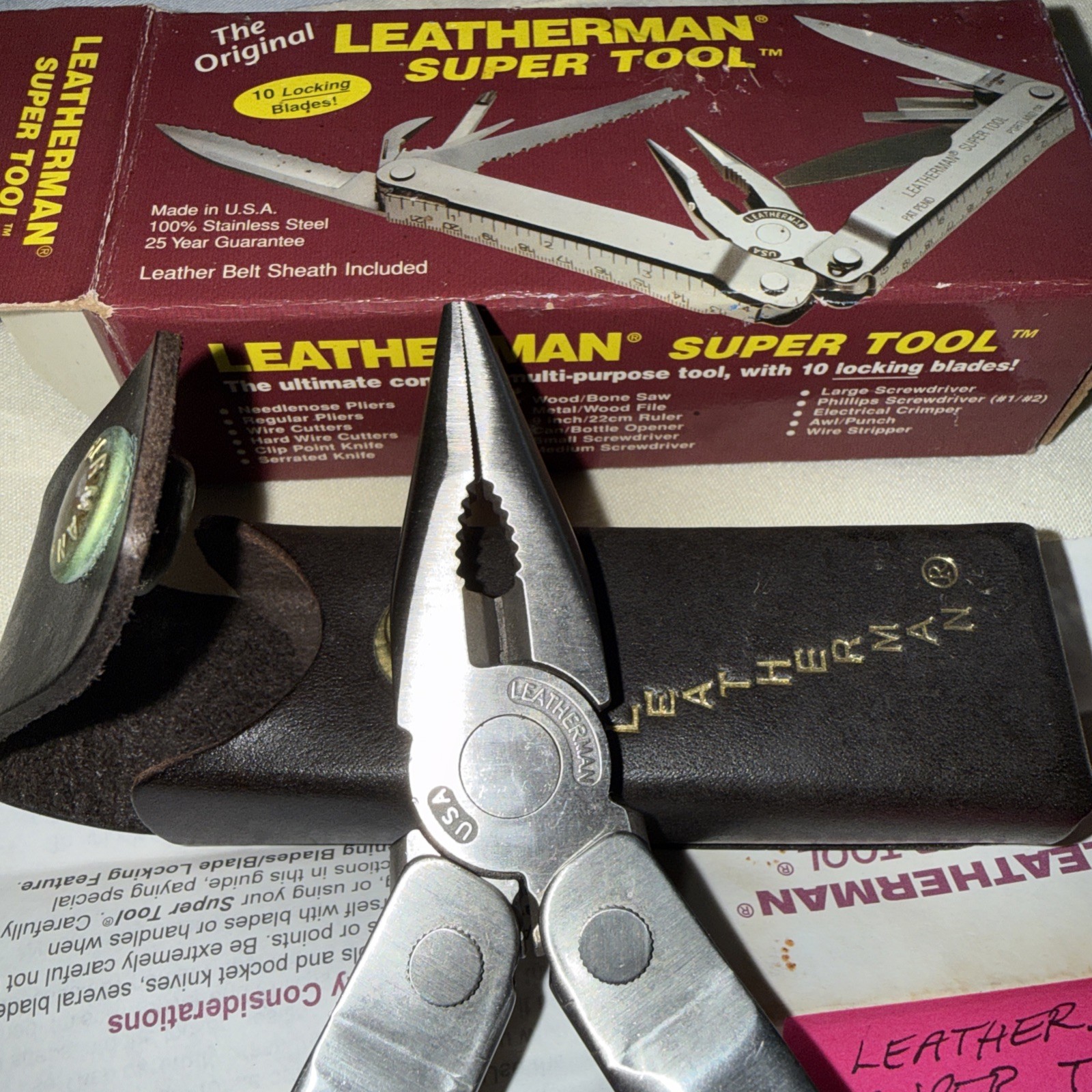 Leatherman Super Tool “The Original” USA Multi Tool NIB w/Paperwork Bigger+++