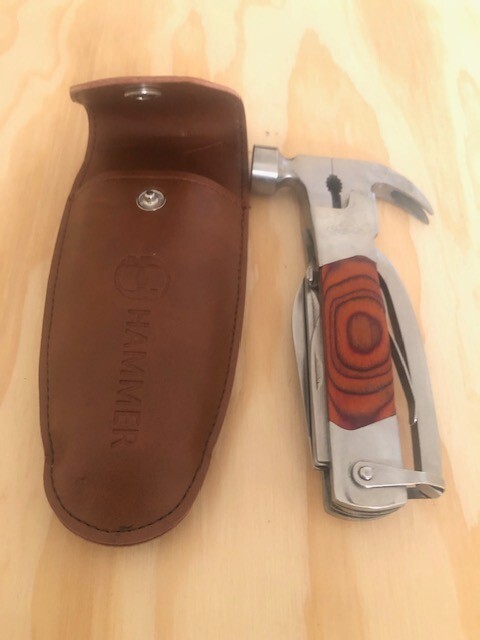 Sheffield (12913) Hammer premium-14 in 1-multi tools W/leather sheath belt-GREAT
