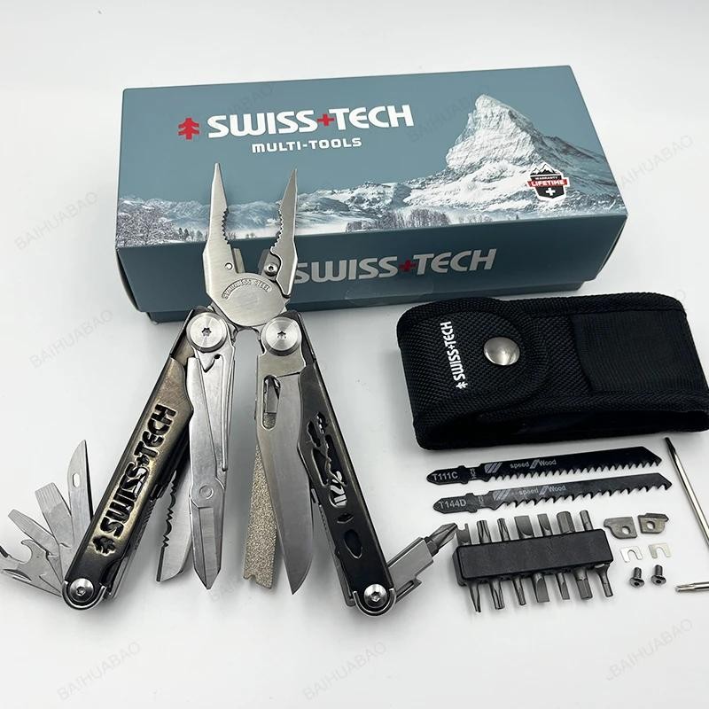 Swiss Tech 37-in-1 Multitool Pliers Folding Edc Scissors Survival Hand Tool