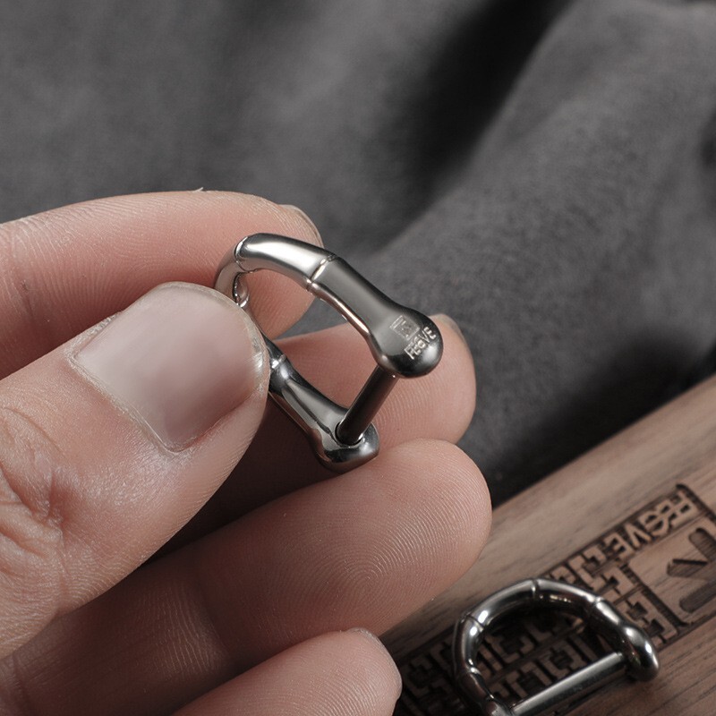 Titanium Alloy Bamboo Joint Horseshoe Buckle Portable Accessory EDC Metal Steel