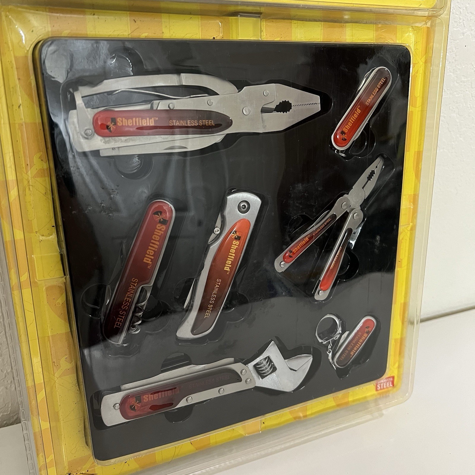 Sheffield 7 Piece Multi Function Tool Kit Stainless Steel – With Belt Pouch