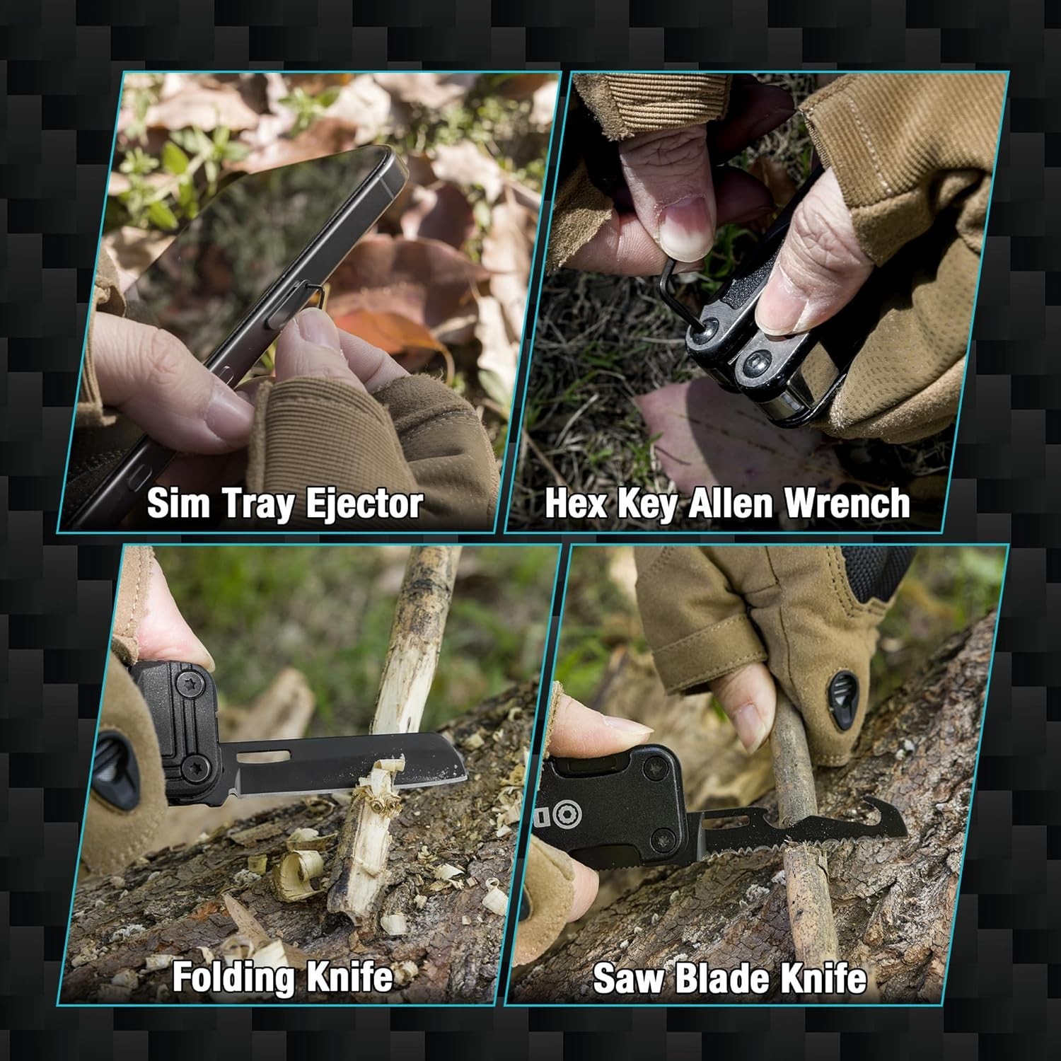 Compact 16 in 1 Multitool Knife with Bottle Opener and Rope Cutter for Outdoors