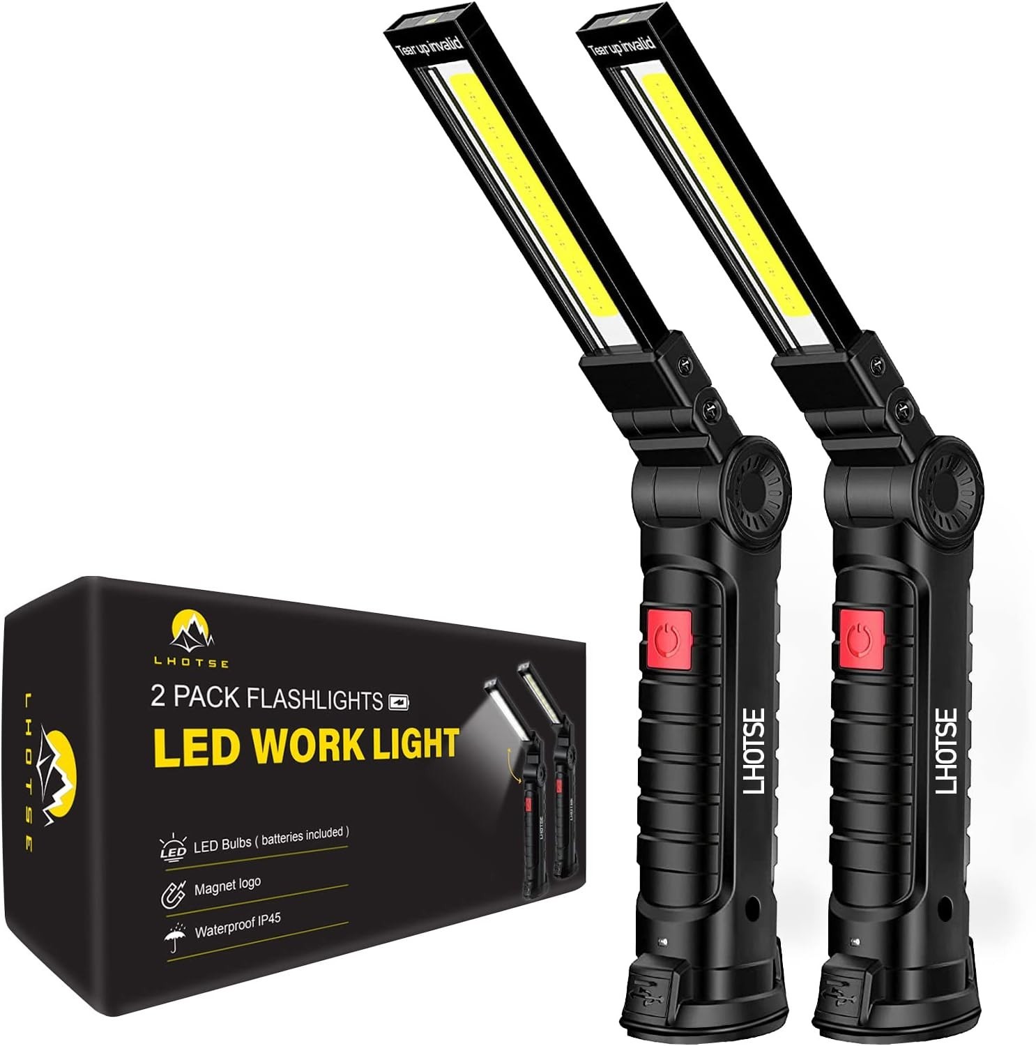 Powerful LED Work Light 2-Pack with 360° Rotation & Magnetic Base – Rechargeable