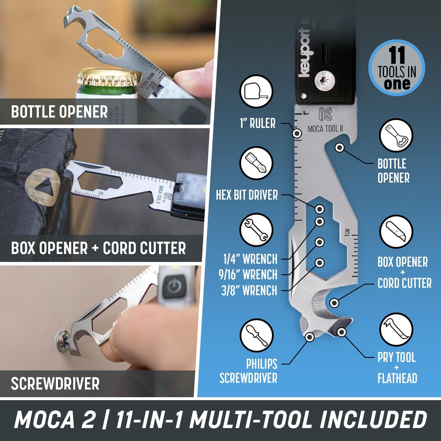 Utility Plus Kit – Premium Mini Flashlight + 11-in-1 Keychain Multitool + Pocket