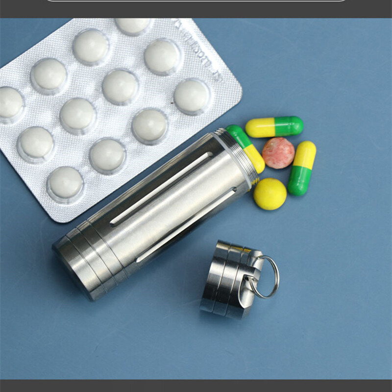 Titanium Alloy Waterproof Case EDC Portable Pill Medicine Capsule Storage Tools