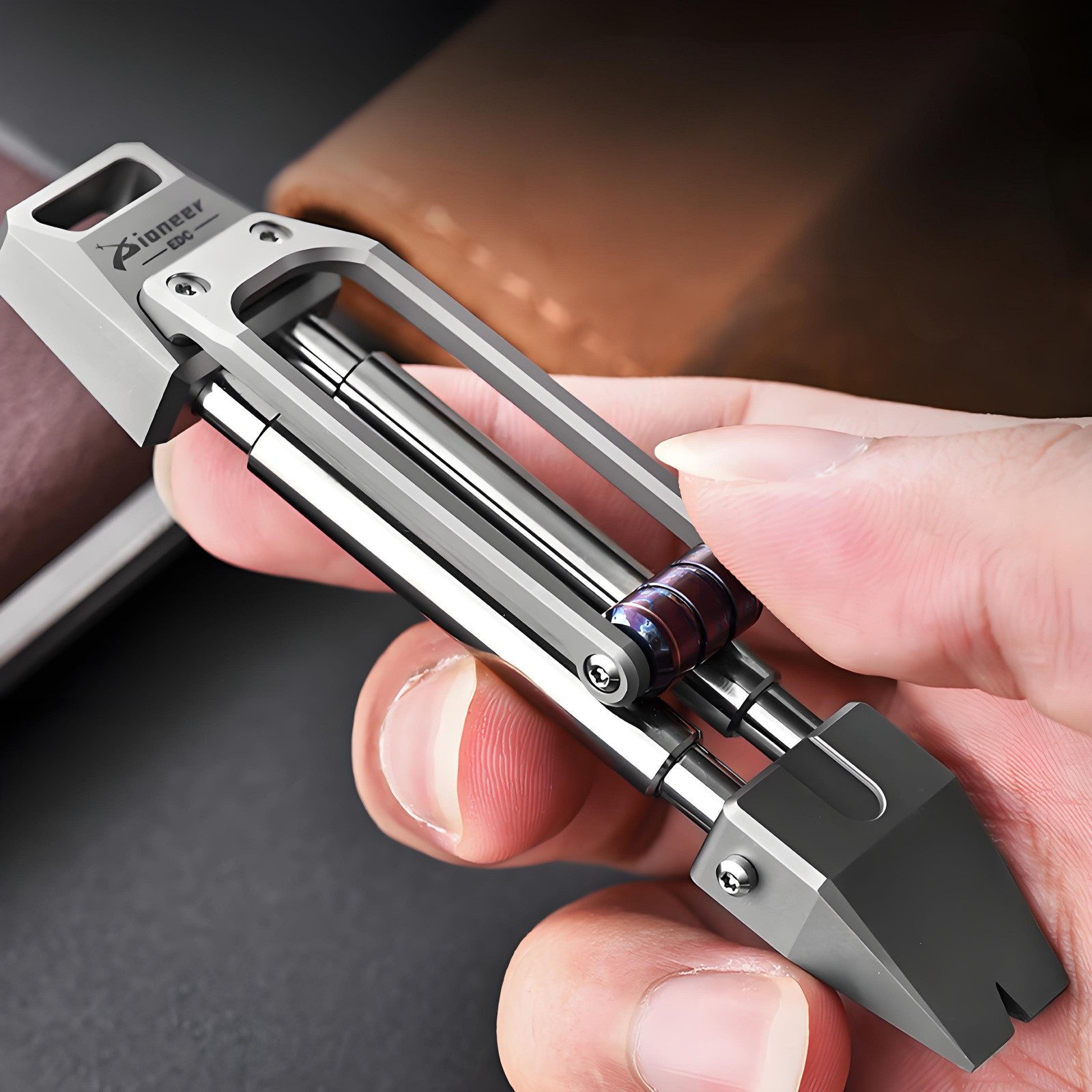 Titanium Alloy EDC Multi-Tool Pry Bar Bottle Opener with Sliding Roller Durable