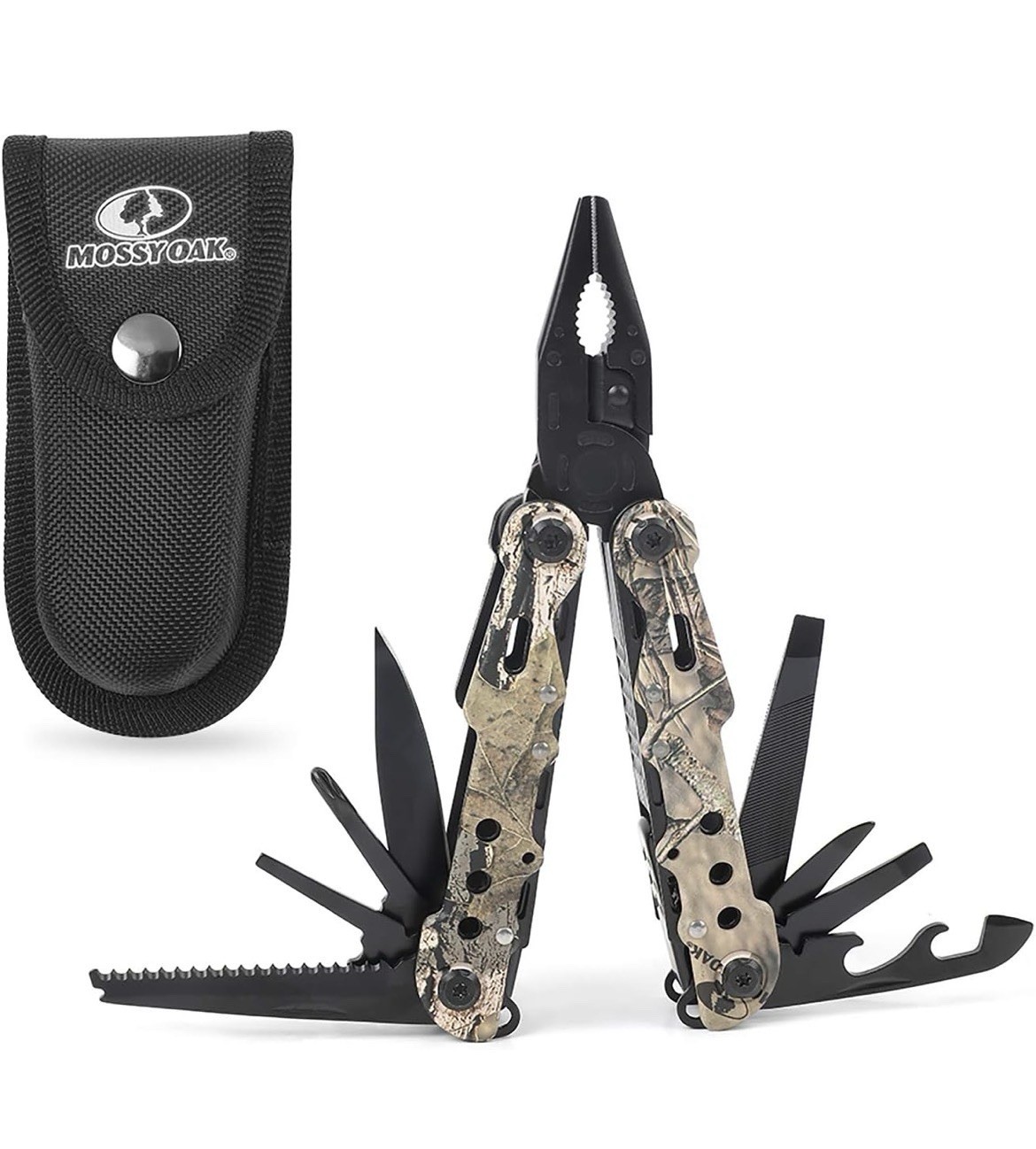 MOSSY OAK 13-in-1 MULTI-TOOL w/ Sheath (Knife, Pliers, Saw, Screwdrivers, etc.)