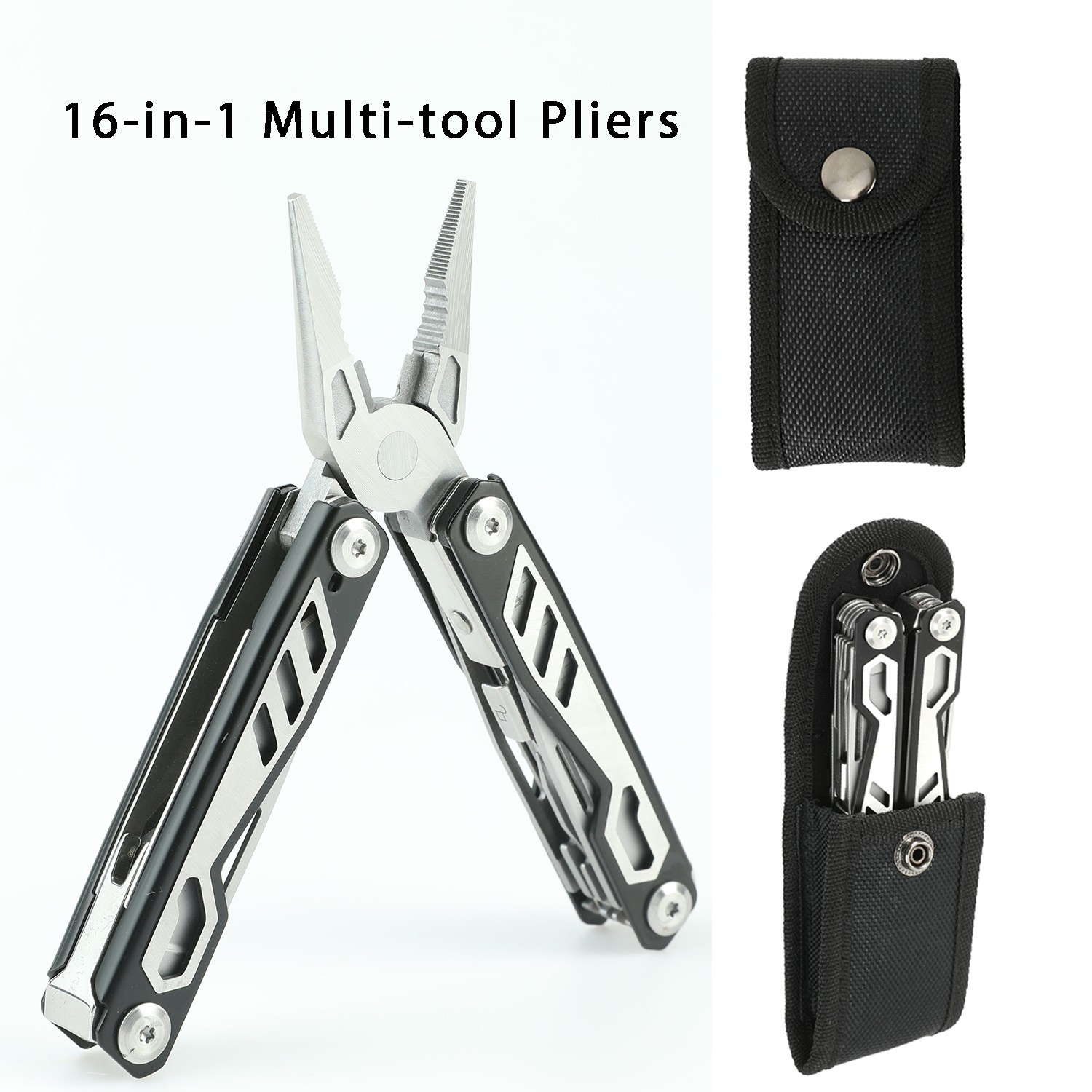 16-in-1 Multi-tool Pliers Rugged & Practical Portable Pocket Camping Tools 3.7″