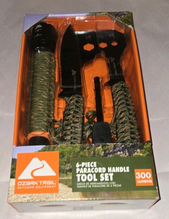 New Ozark Trail 6 Piece ParaCord Handle Tool Set 300 Lumens Unopened