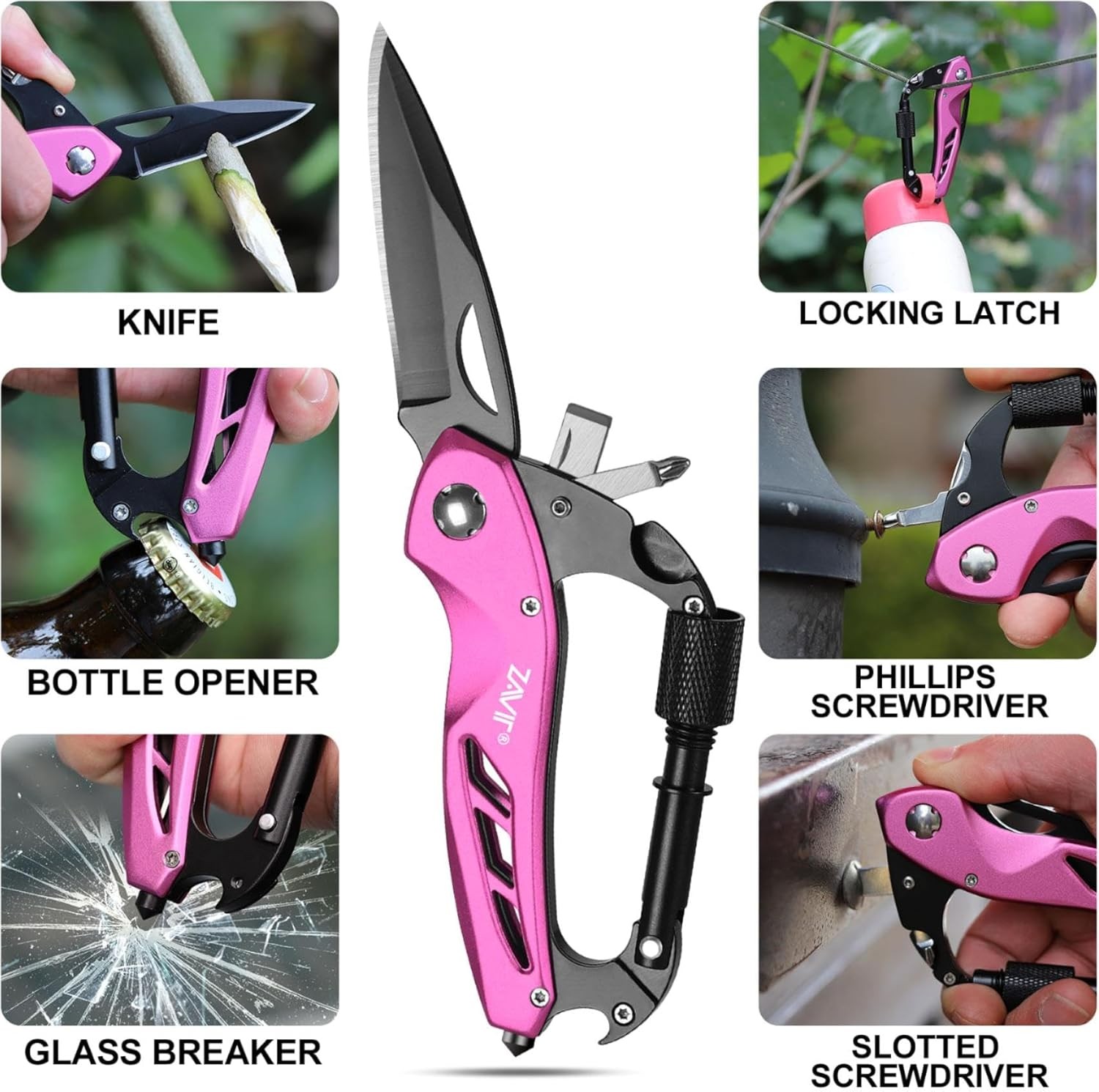 Multitool W/ Pocket Knife Women EDC Keychain Box Cutter W/ Window Breaker
