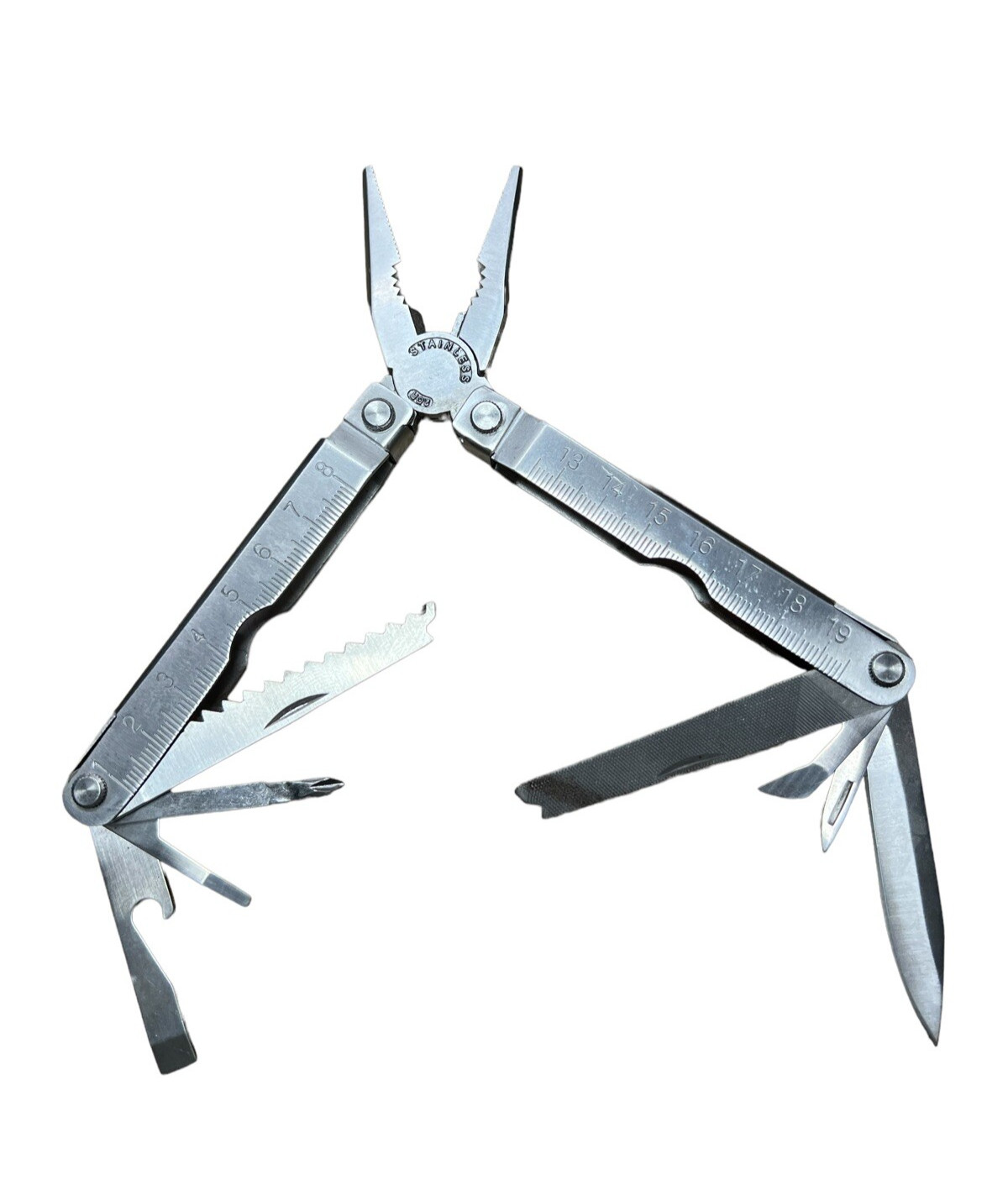 Multi Tool 2CR Stainless Steel, File Saw Pliers,folds To 4”, With Sheath