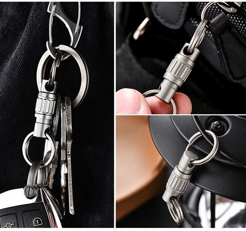 Titanium Quick Release Swivel Keychain EDC Car Key Holder with Double Key Rings
