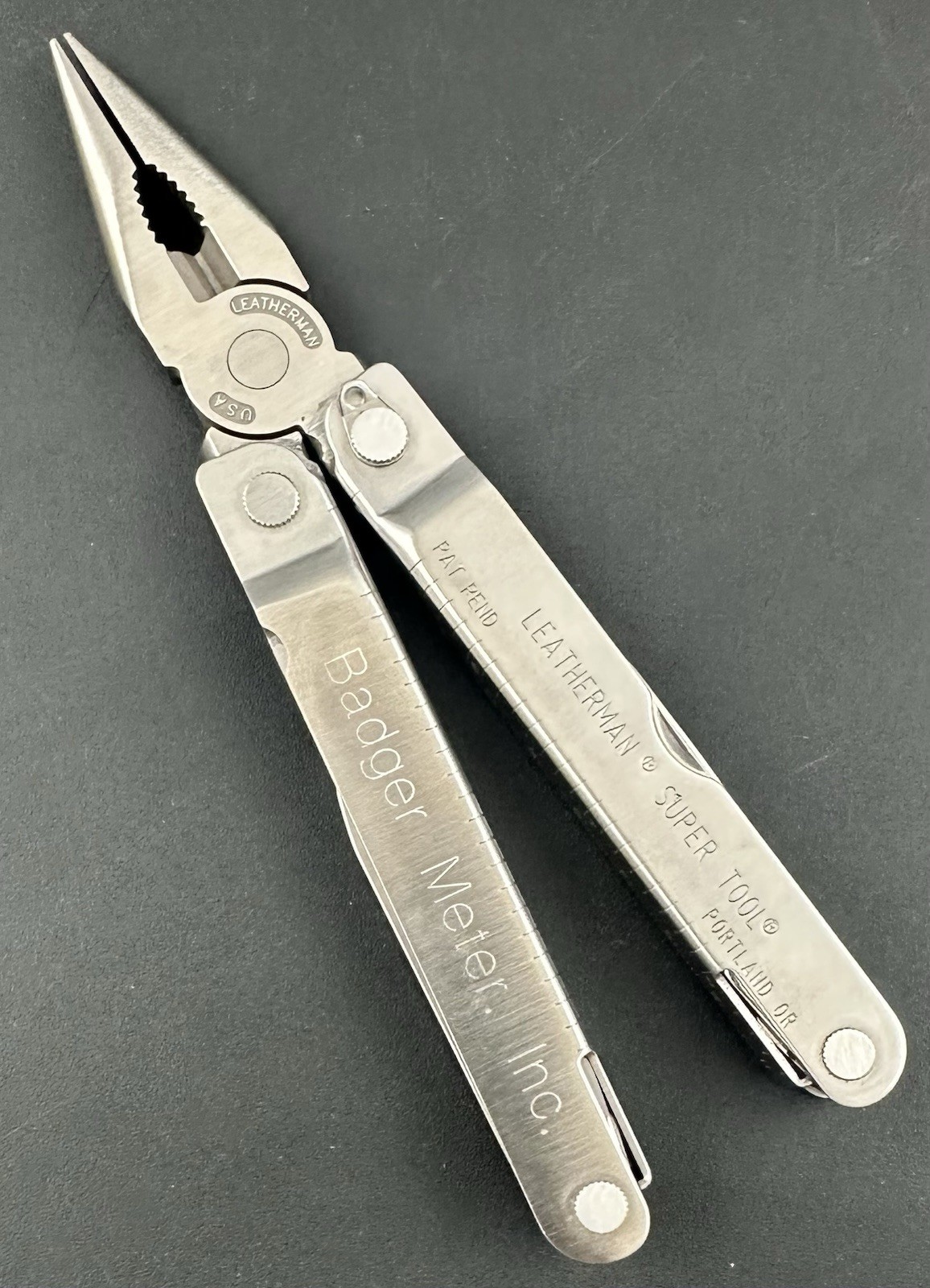Original Leatherman Super Tool Sheath Box Portland Oregon Pat Pend Badger Meter