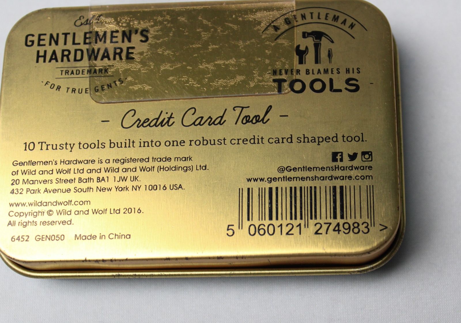 Gentlemen’s Hardware Adult’s Credit Card Multi Tool CG2 Gold One Size NWT