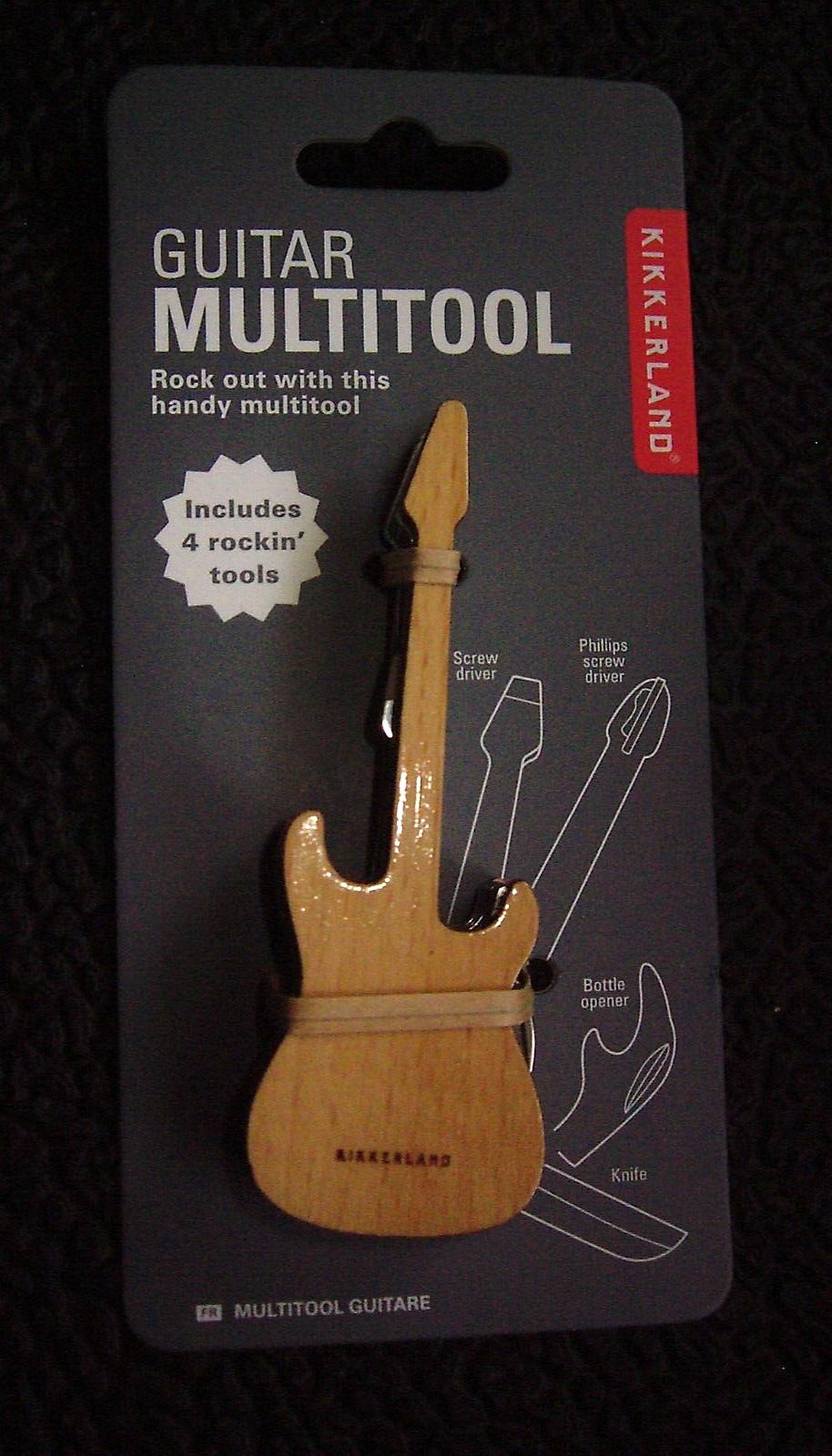 KIKKERLAND Guitar Multitool Screwdriver Swiss Army Bottle Opener Wood Finish NEW