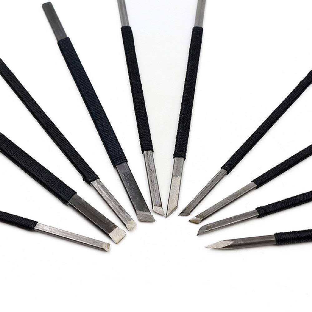 10pcs High Carbon Steel Stone Carving Chisels/Knives Kits Alloy Steel Handle