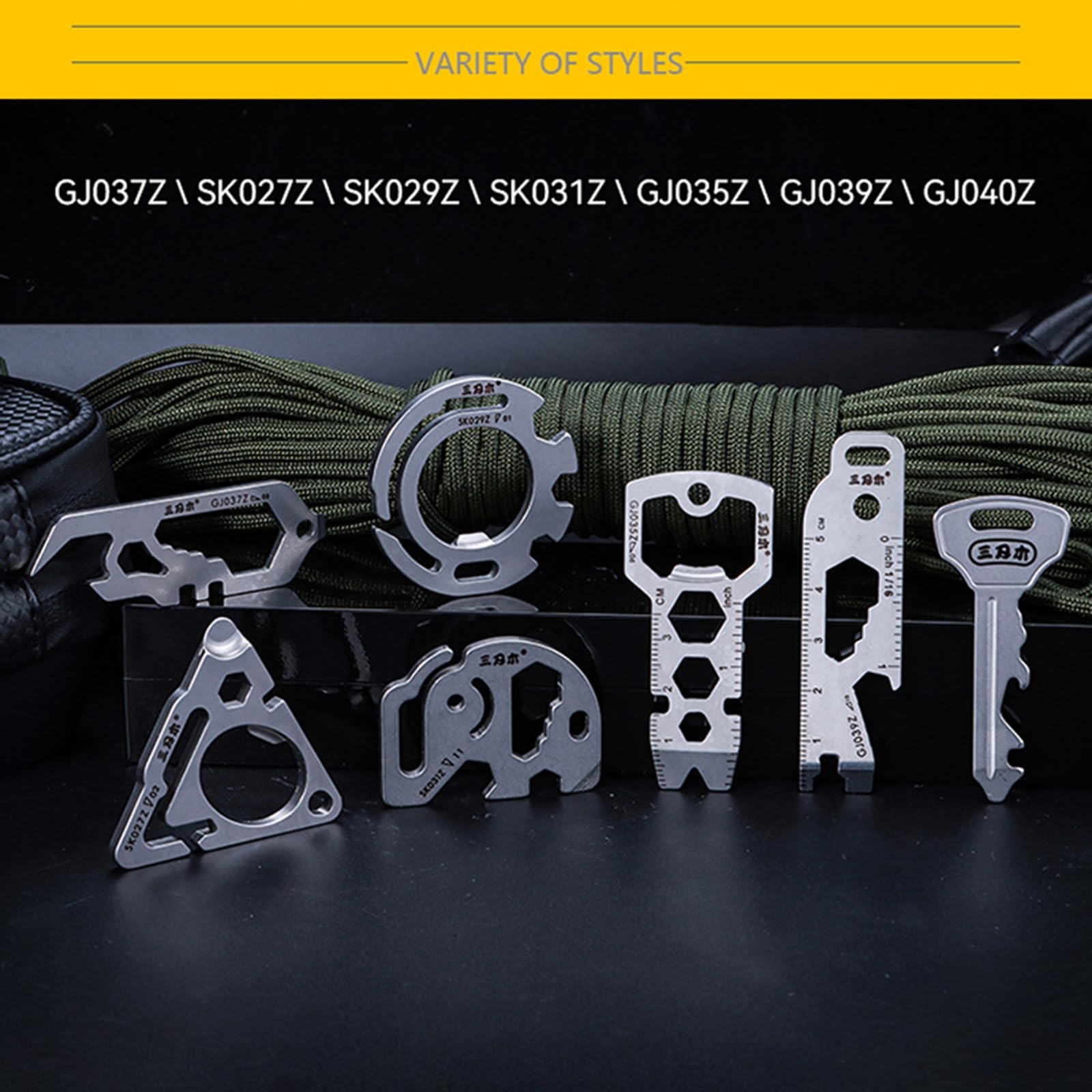 Keychain Pry Bar 6-in-1 Tool with Bottle Opener Inch/CM Ruler Wrench Multi Fu…