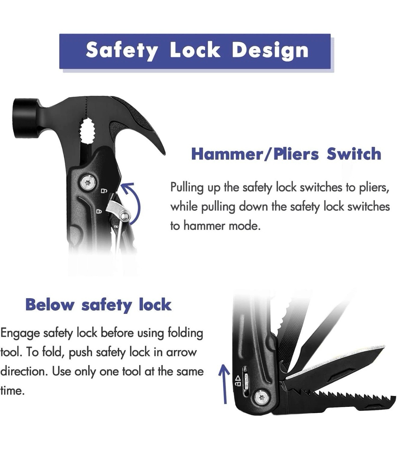 Hammer Multitool with Gift Box – Cool Multi Tool for Father’s Day Gift Black