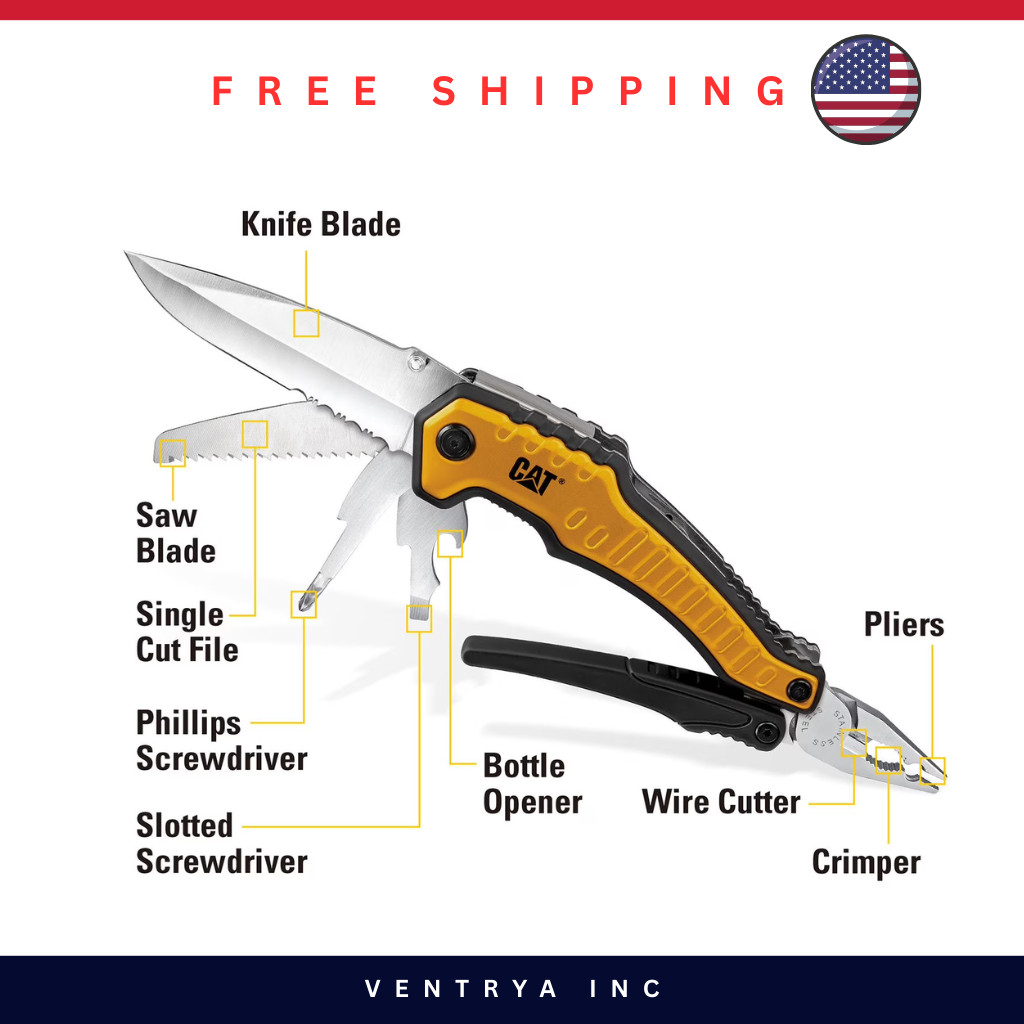 3 Piece 9-in-1 Multi-Tool Set with Knife & Keychain – Compact Survival Tool Gift
