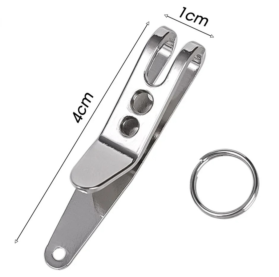 1pc Silver EDC Pocket Suspension Clip Zinc Alloy Keychain Carabiner Tool – NEW