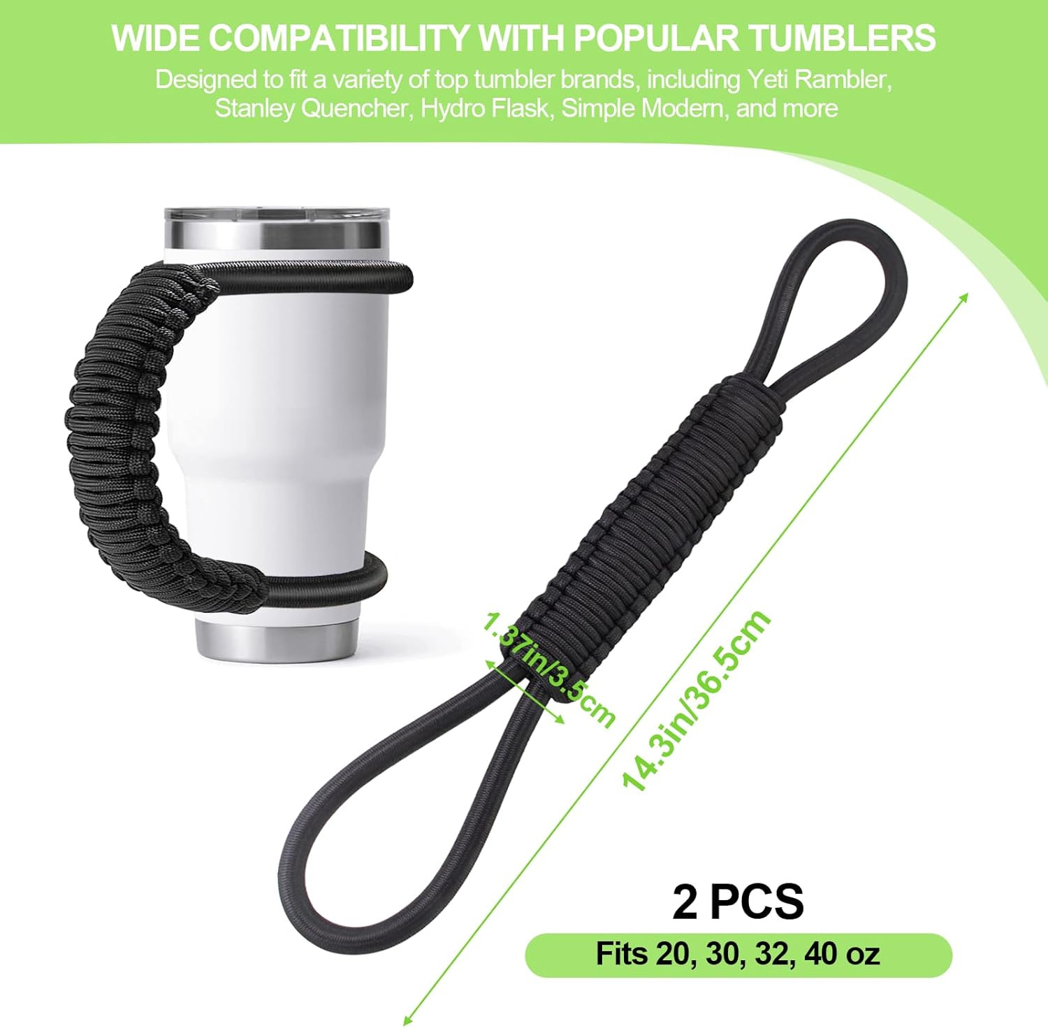 2 Pcs Paracord Handle, Compatible with Yeti|RTIC|Ozark|Trail| Rambler |Tumble…