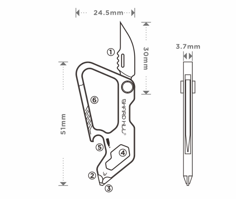 Aviation Titanium alloy Folding Keychain Multi Tool EDC Gear for Outdoor Hiking