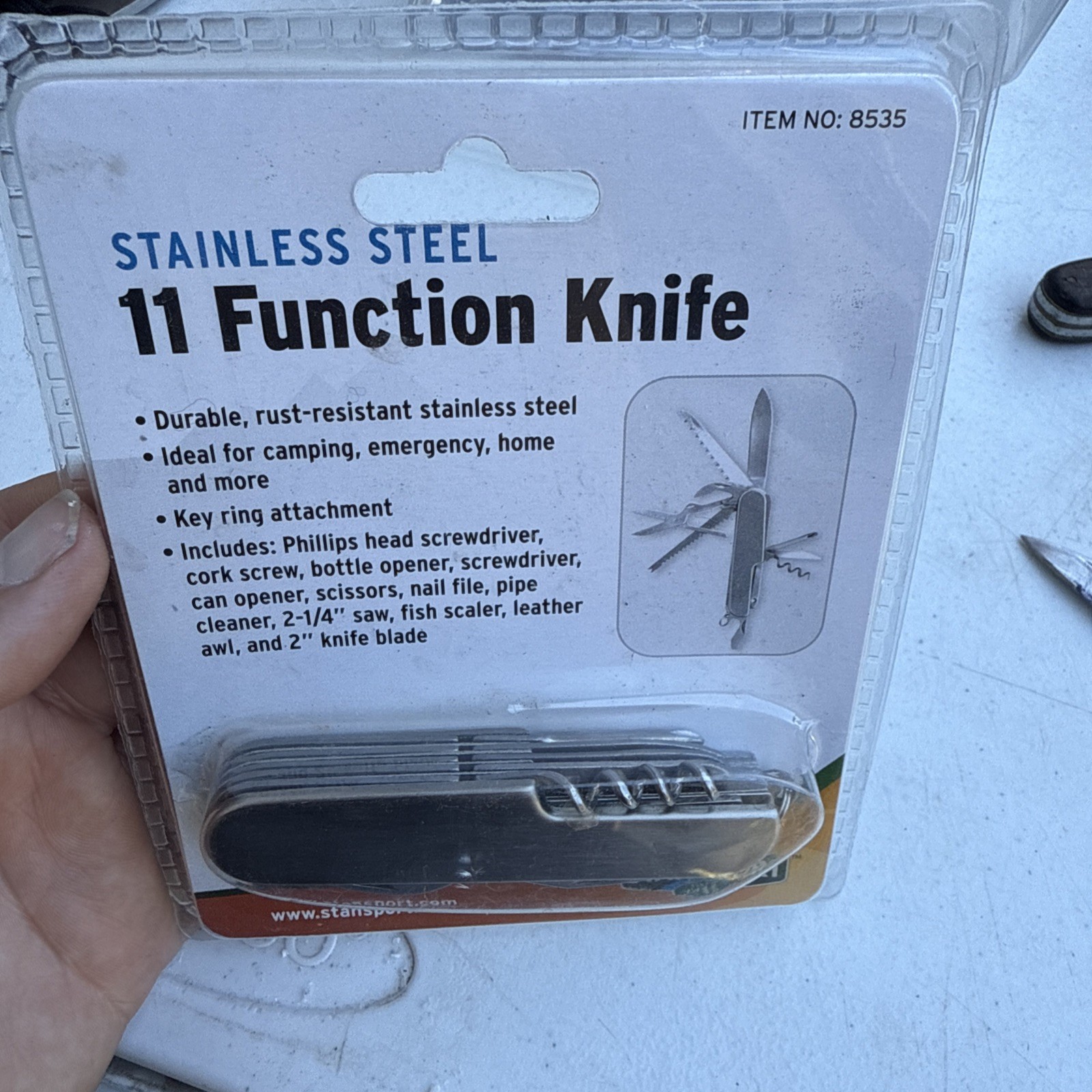 Stansport Multi Tool 11 Function Knife Stainless Steel Rust Resistant Key Ring