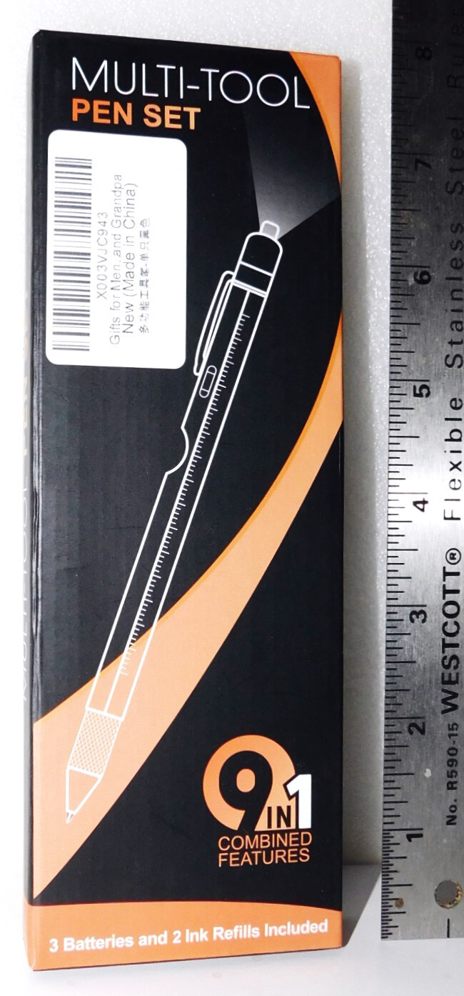 NEW Multi Tool Pen 9 in 1 LED Light Screwdriver Stylus Ruler Bottle Opener