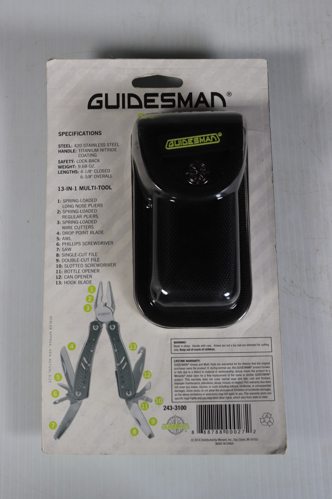 Guidesman Shift 13-In-1 Multi-Tool Pliers w Nylon Sheath New Sealed g7
