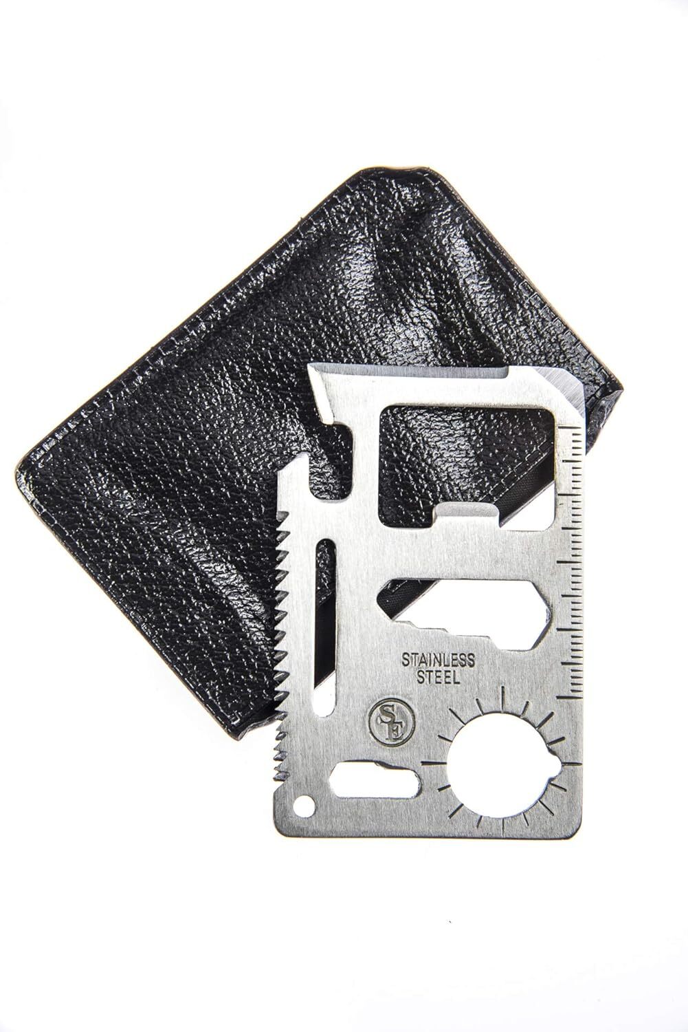 11-Function Stainless Steel Survival Pocket Tool – Credit Card Size + Case