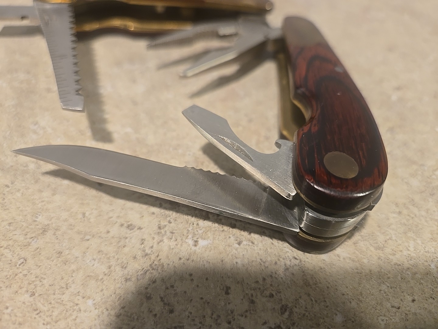 VINTAGE Guidesman Rosewood & Brass Multi-Tool,Pliers & More,Leather Belt Sheath
