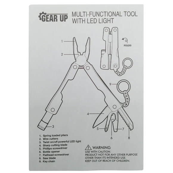 Gear Up 9 in 1 Multi Functional Tool with LED Light