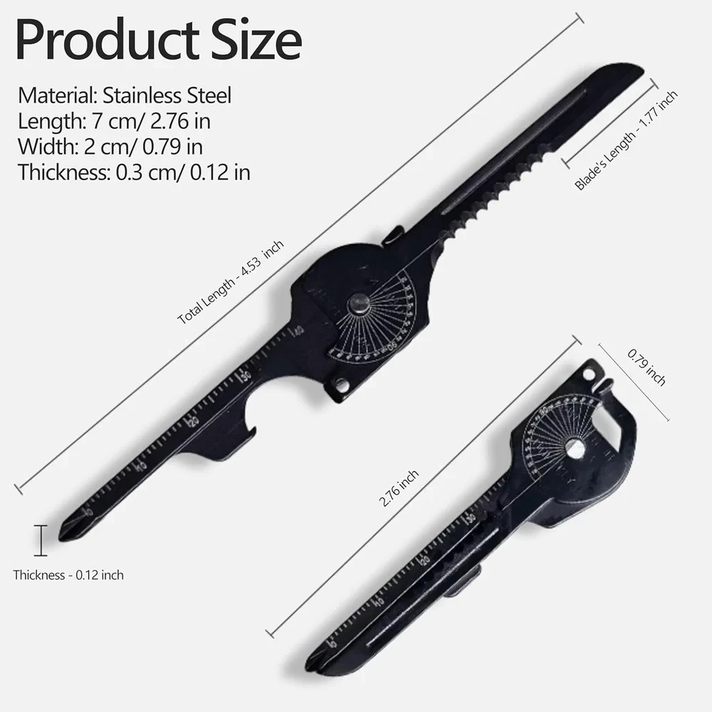 8-in-1 Multifunctional Keychain Folding Pliers Screwdriver Bottle Opener, Black