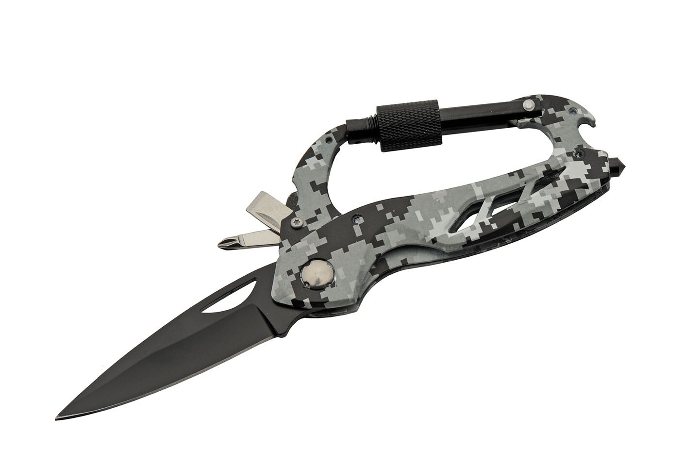 4.5″ Carabiner Multi Tool Knife Stainless Steel Blade (Pack of 12)