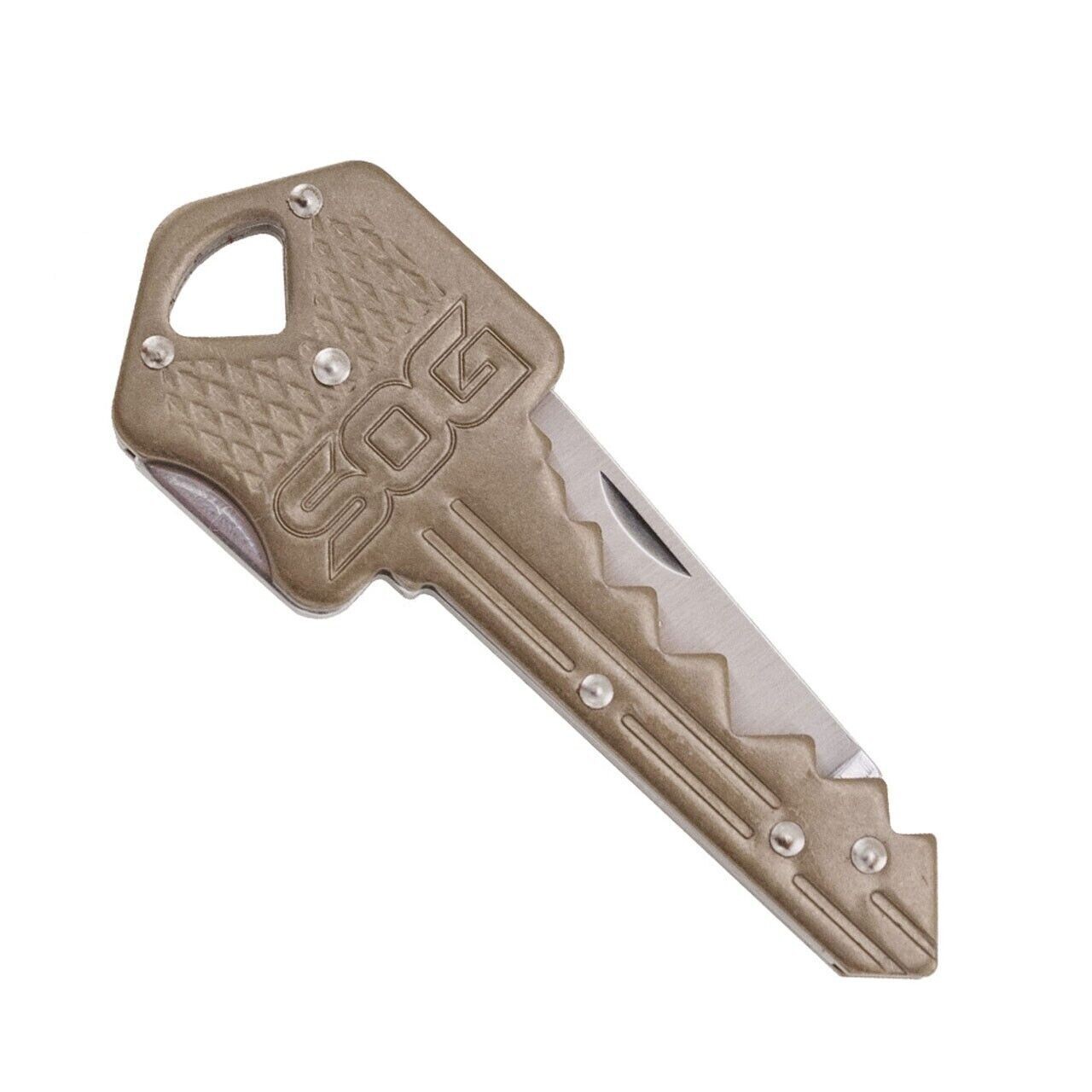 SOG Key Shaped Folding Lock Blade Knife For Pocket or Keychain Stainless Steel