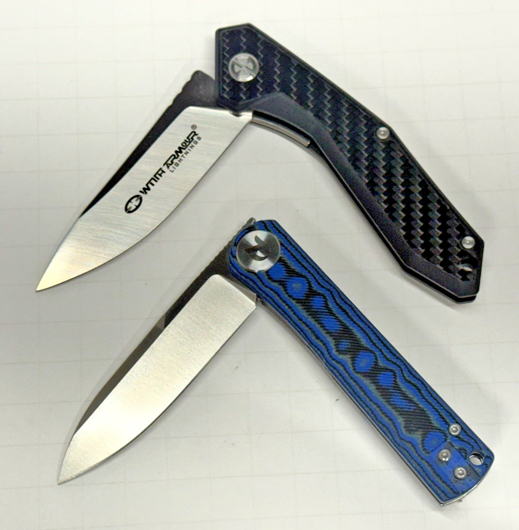 NEW 2 KNIFE Combo-D2 Steel-WithArmour WA-082CFG-Black & Dream Tech D3896MBL Blue