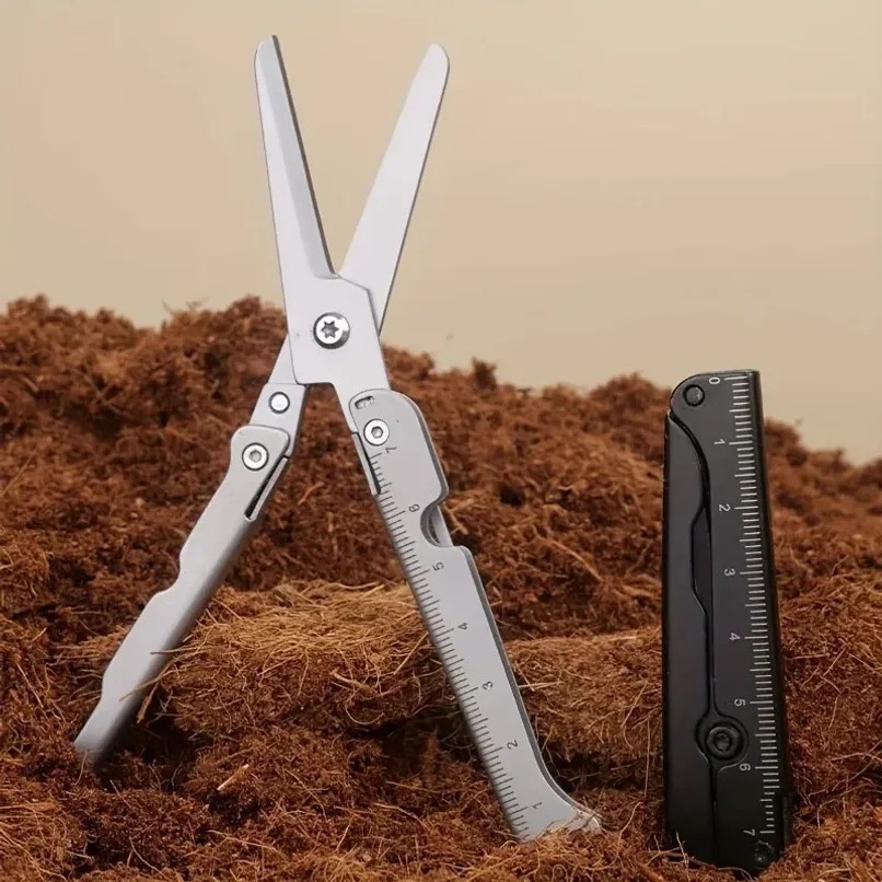 1pc Multifunctional Folding Stainless Steel Survival Scissors Portable EDC Tool