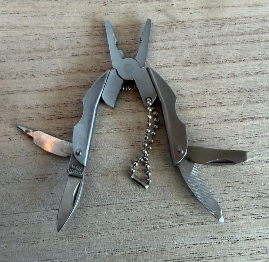 Mini Stainless Steel Keychain Multi Tool Pliers Knife Screwdriver File- Compact