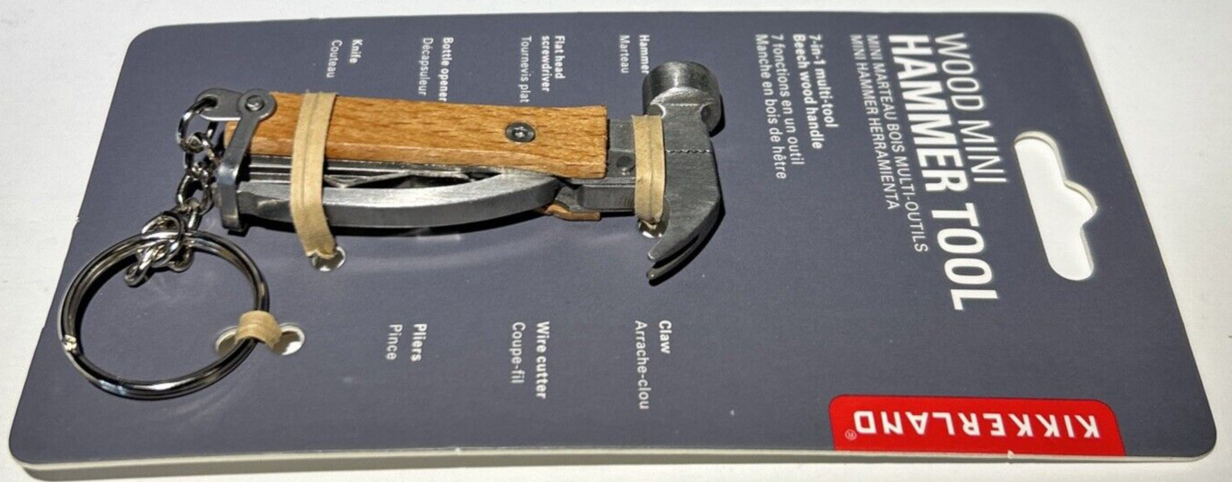 Kikkerland Wood Mini Hammer Tool 7-in-1 Multi Tool Mini Hammer KR13-W NEW