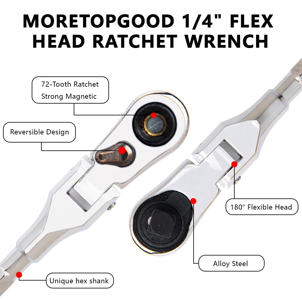 Flex Head Ratchet Wrench,2 in 1 Mini Hex Bits Adapters for Socket & Bit Drive…