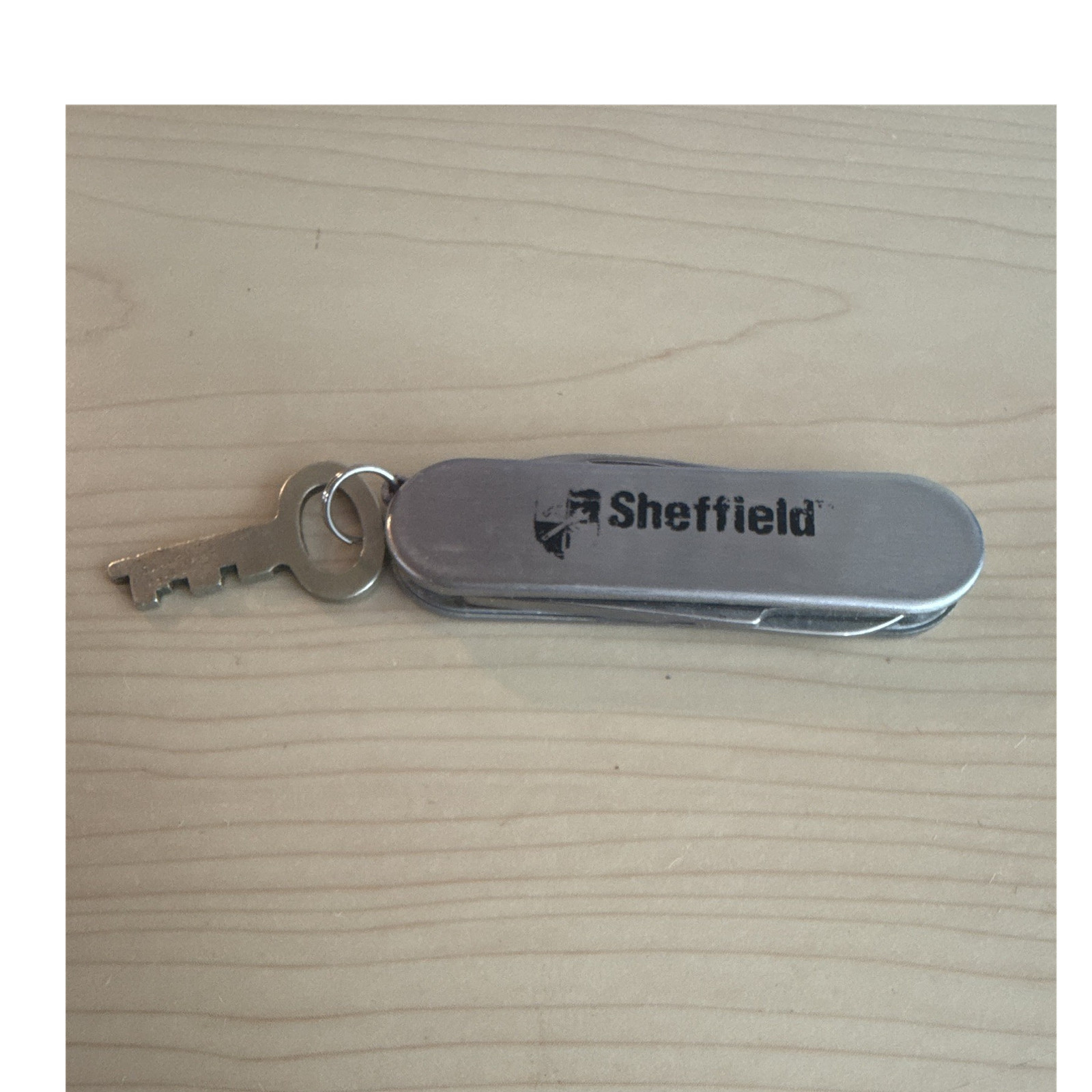 Sheffield Stainless Steel 4-Tool Multi-Tool Knife Scissors File Keyring Silver