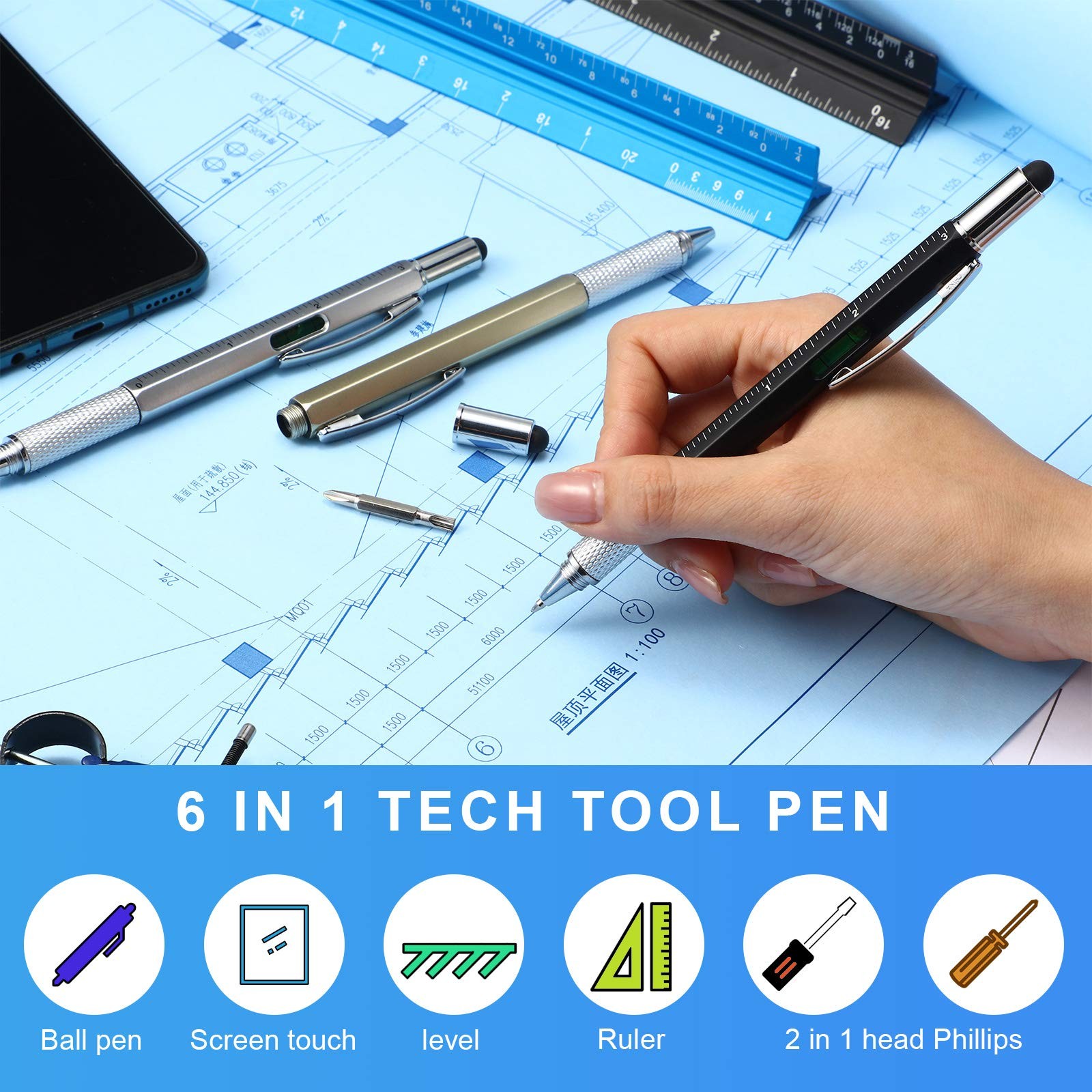 30 Pcs Father’s Day Multi Tool Pens Gift Pen Bulk for Men 6-in-1 Multitool Pe…