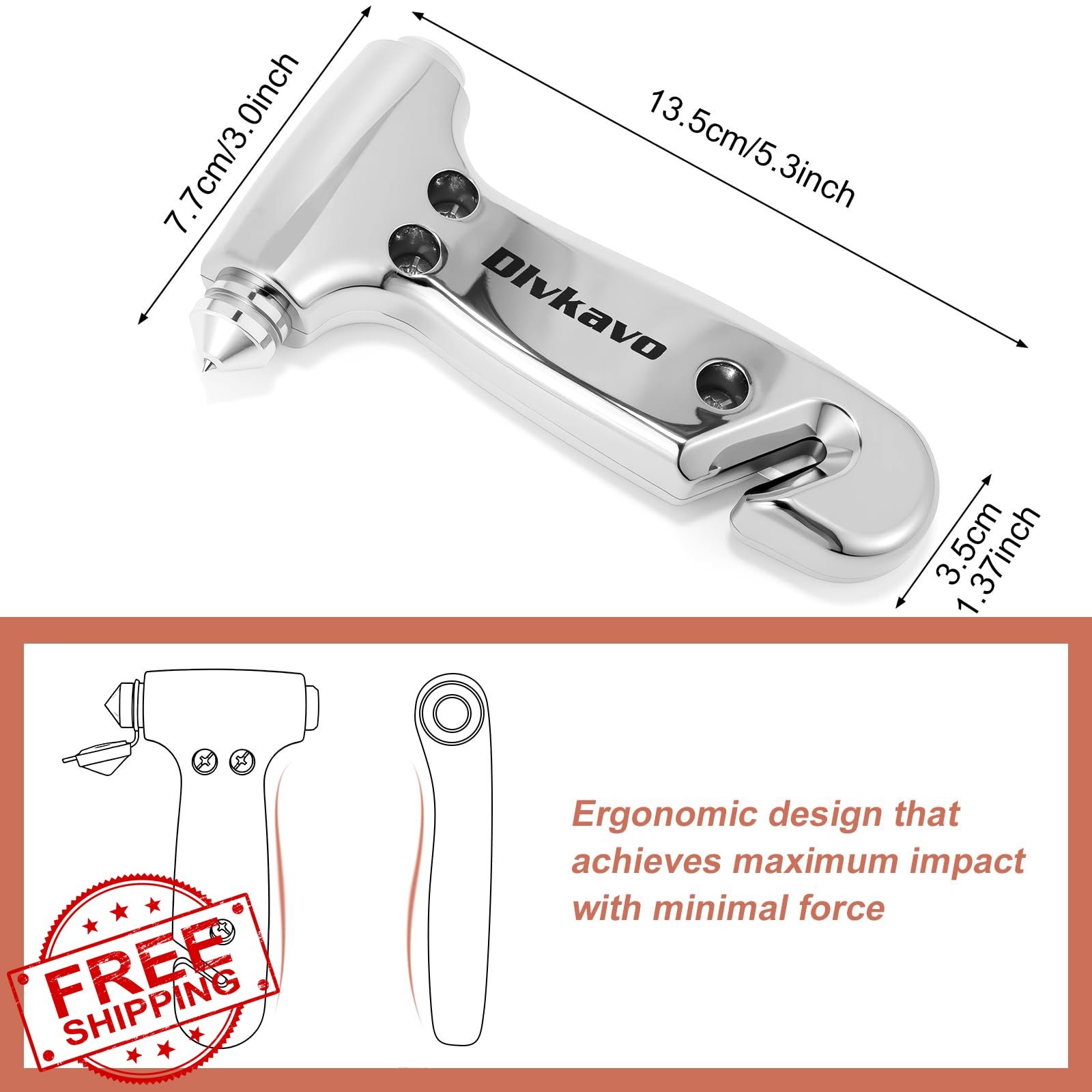 Dlvkavo Silver 3-in-1 Emergency Escape Tool