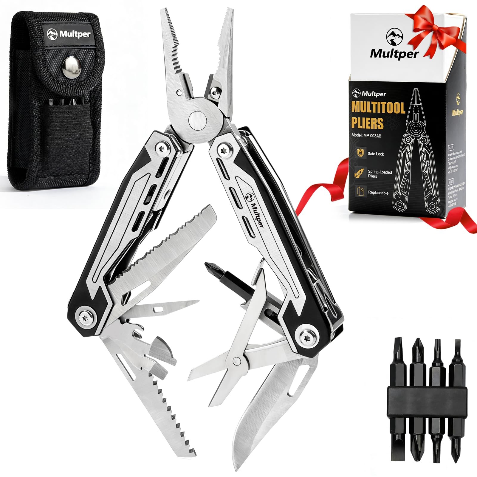 Multitool Pliers MP003AB, 21-in-1 Stainless Steel Multi Tool with Pocket Knif…