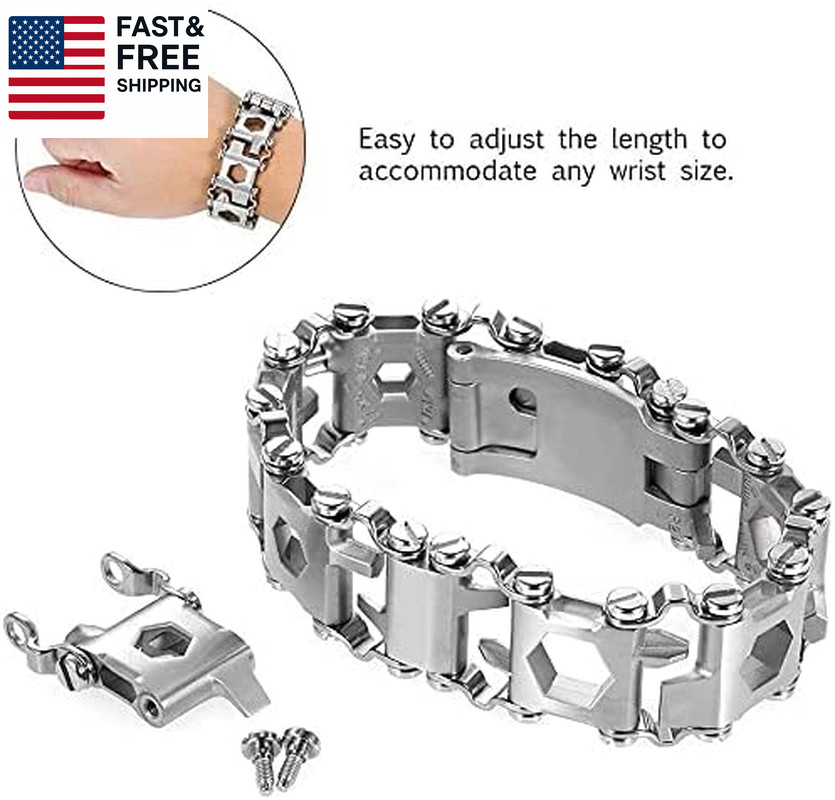 Multitool Bracelet 29 in 1, 22Cm Stainless Steel, Outdoor Travel Men Watch Strap