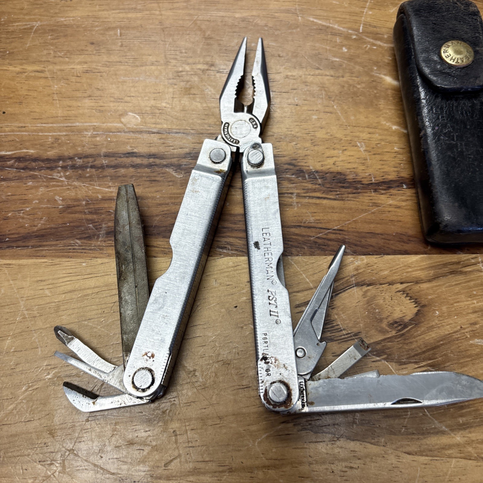 Leatherman PST II Vintage Multitool With Black Leather Sheath Heavy Use