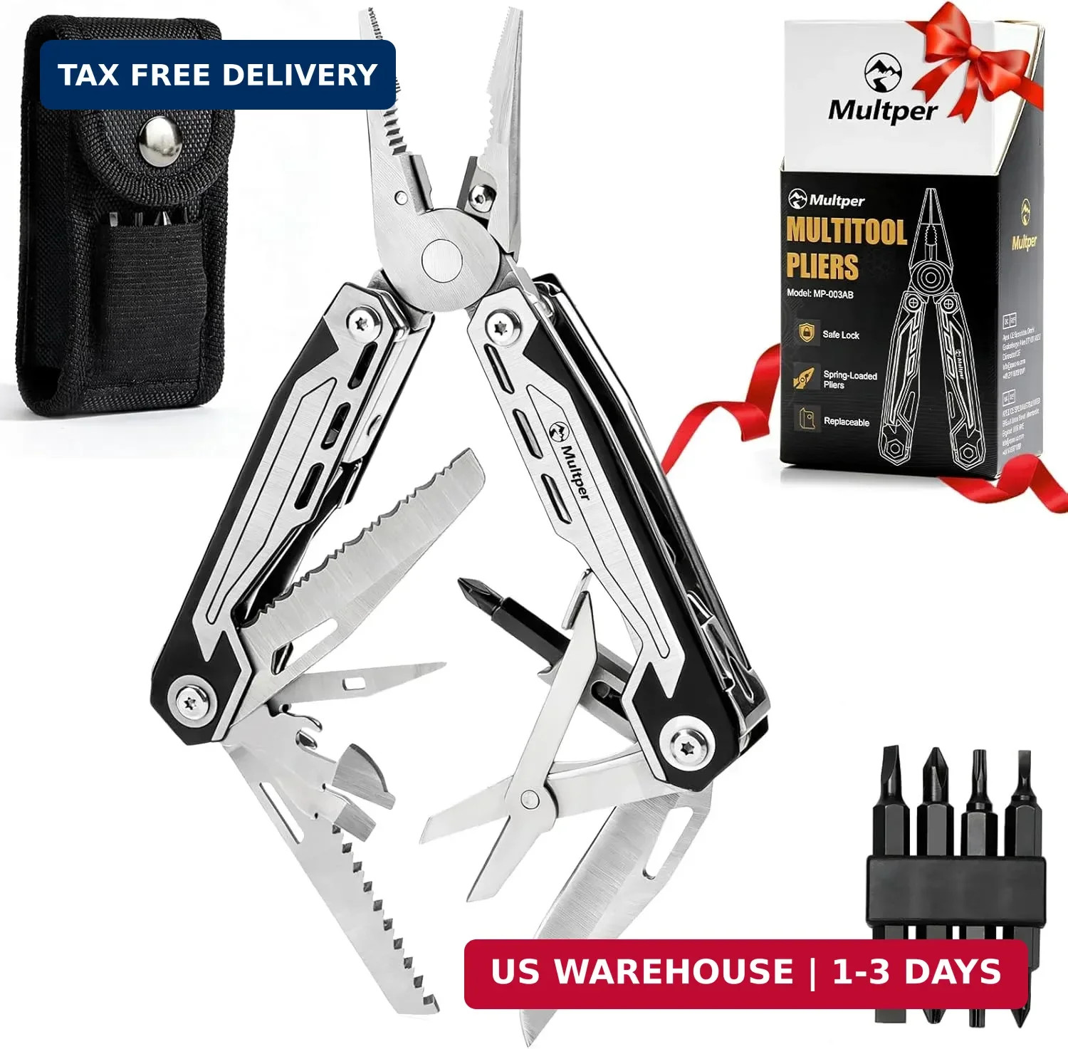 Multper Multitool Pliers MP003AB, 21-in-1 Stainless Steel Multi Tool with Pocket